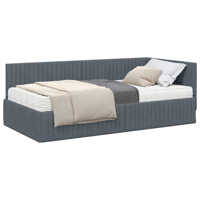 Struttura Letto Angolare con Materasso 2 pcs Grigio Velluto 3393819
