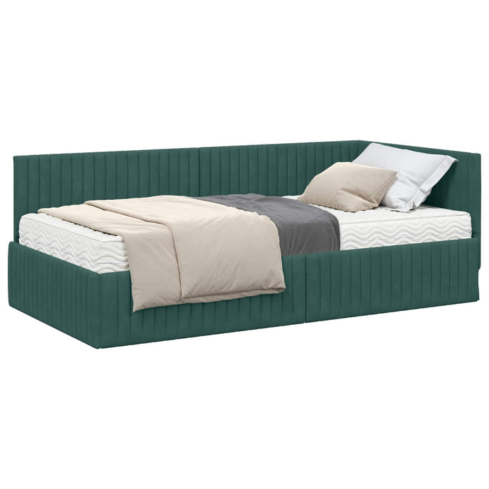 Struttura Letto Angolare con Materasso 2 pcs Verde Velluto 3393820