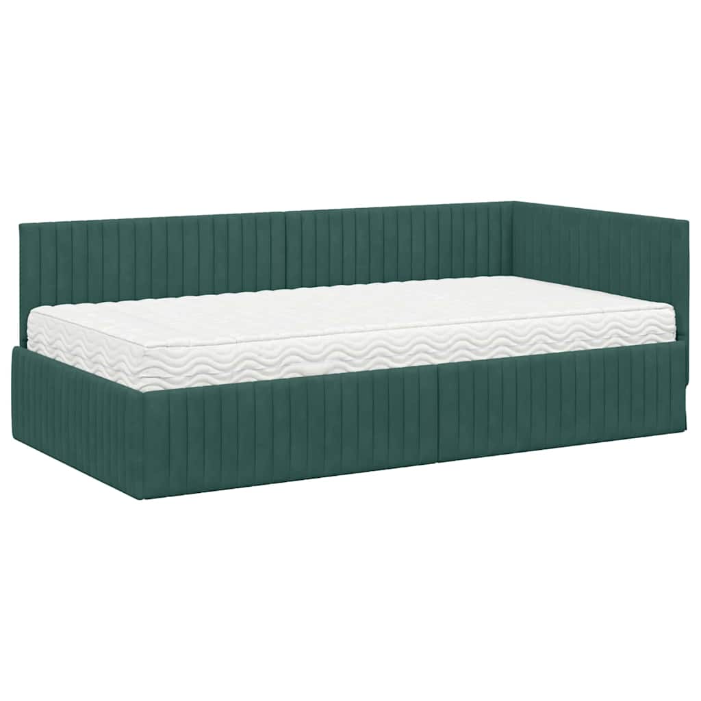 Struttura Letto Angolare con Materasso 2 pcs Verde Velluto 3393820
