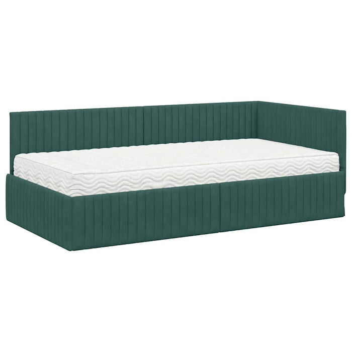 Struttura Letto Angolare con Materasso 2 pcs Verde Velluto 3393820