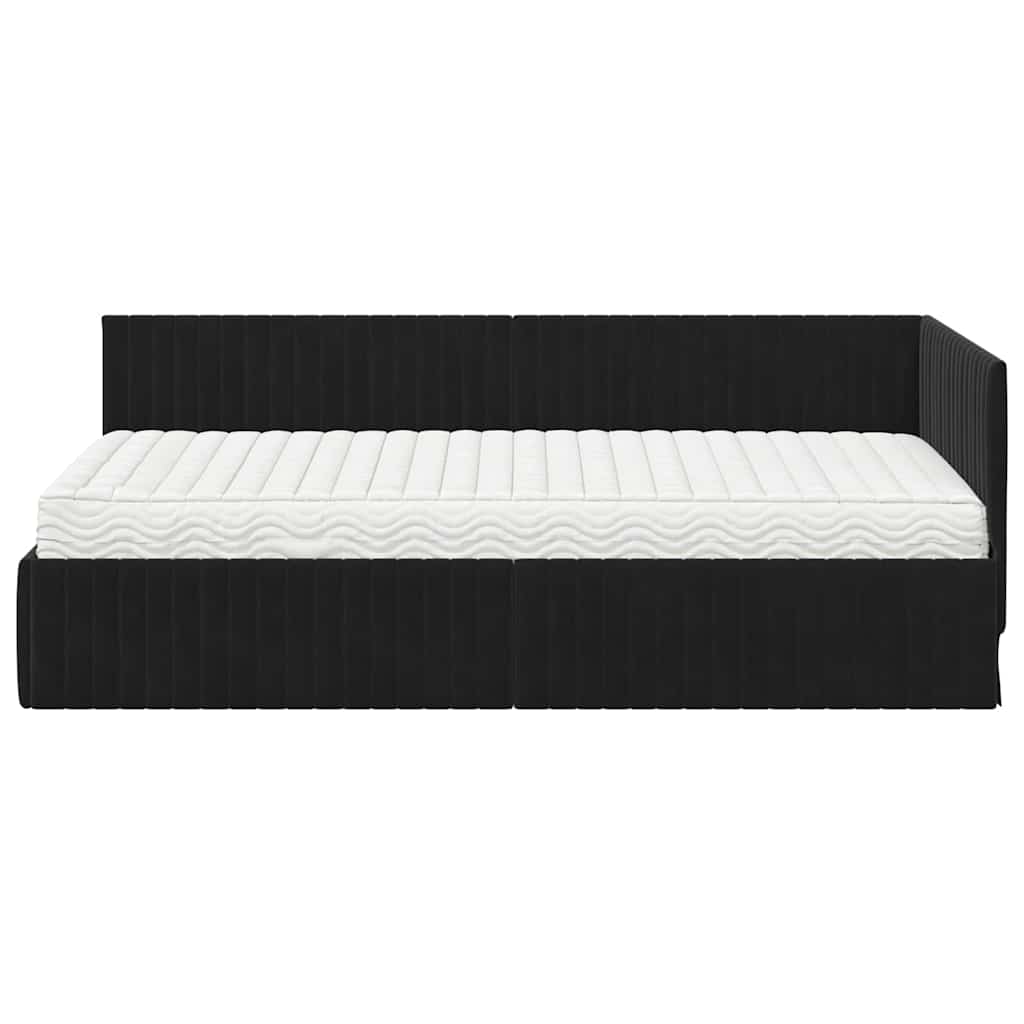 Struttura Letto Angolare con Materasso 2 pcs Nero Velluto 3393823
