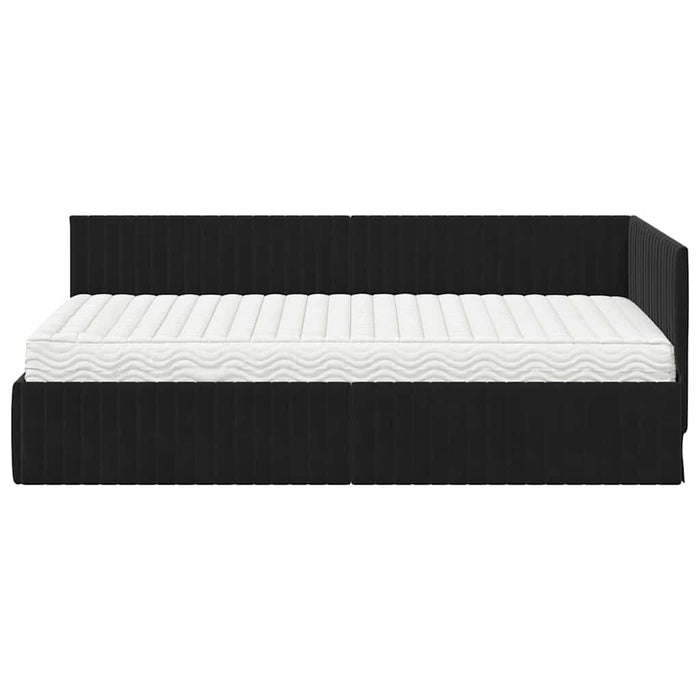 Struttura Letto Angolare con Materasso 2 pcs Nero Velluto 3393823