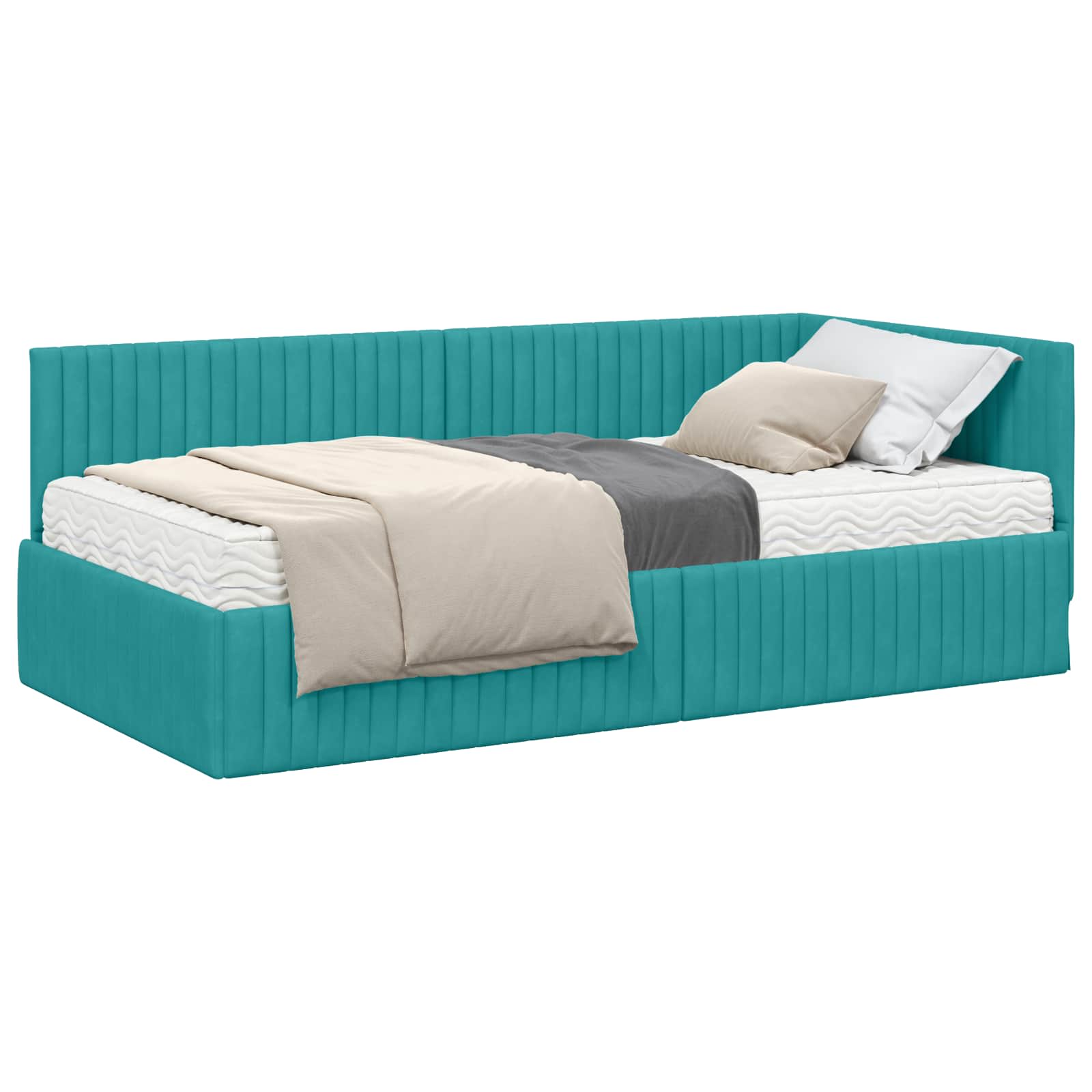 Struttura Letto Angolare con Materasso 2 pcs Turchese Velluto 3393826