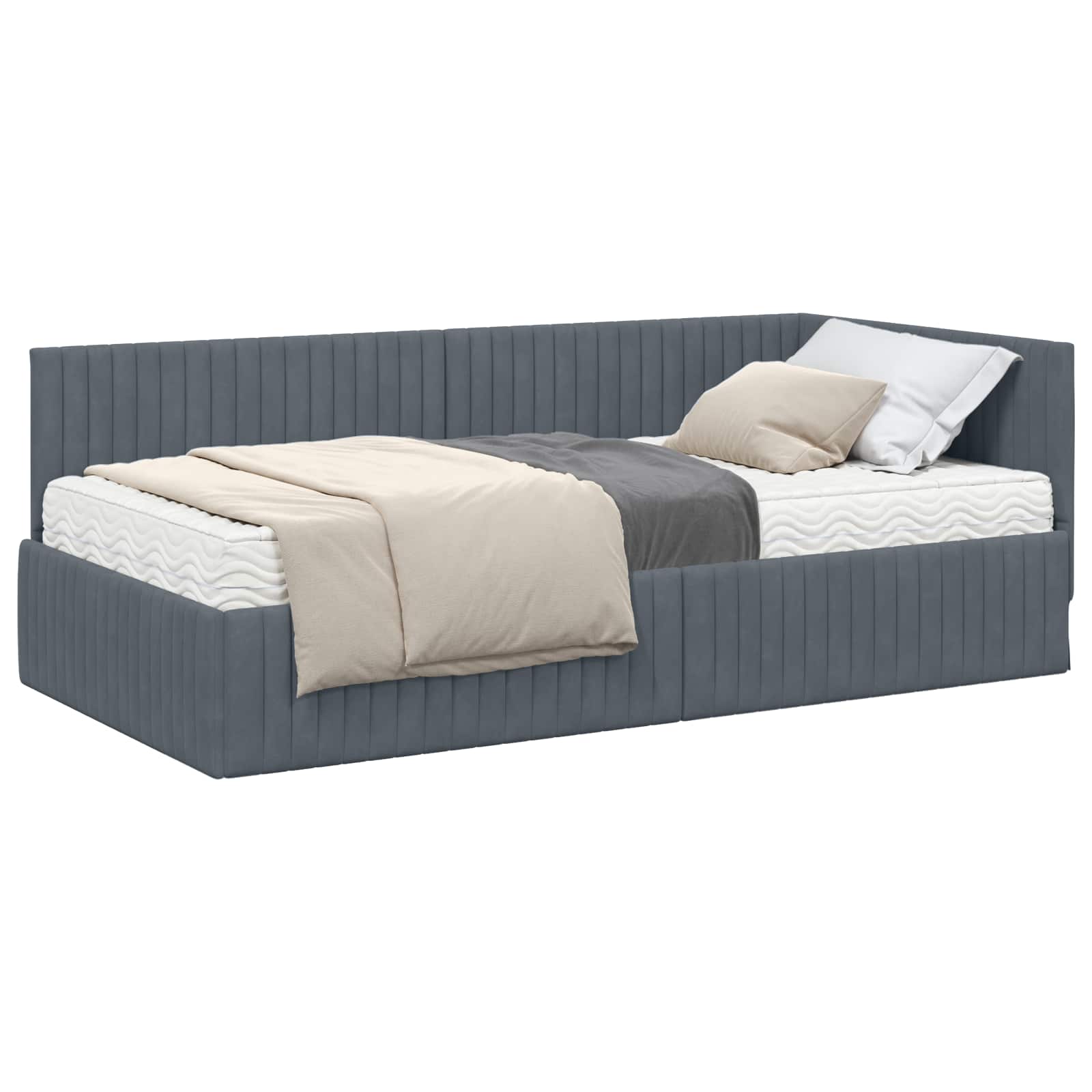 Struttura Letto Angolare con Materasso 2 pcs Grigio Velluto 3393829