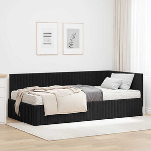 Struttura Letto Angolare con Materasso 2 pcs Nero Velluto 3393833