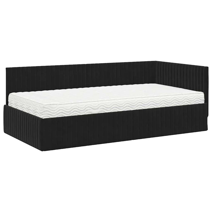 Struttura Letto Angolare con Materasso 2 pcs Nero Velluto 3393833