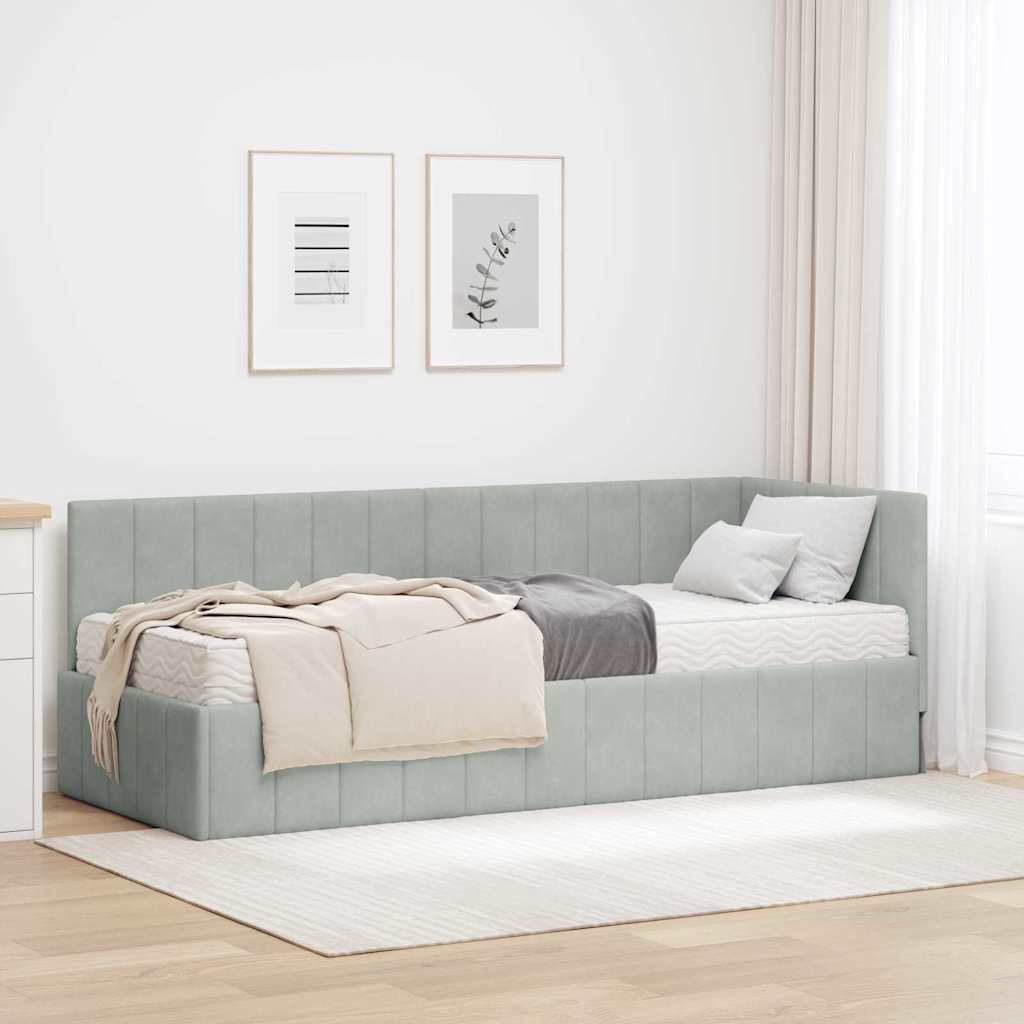 Struttura Letto Angolare con Materasso 2 pcs Grigio chiaro 3393838