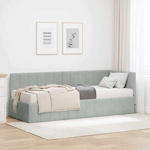 Struttura Letto Angolare con Materasso 2 pcs Grigio chiaro 3393838