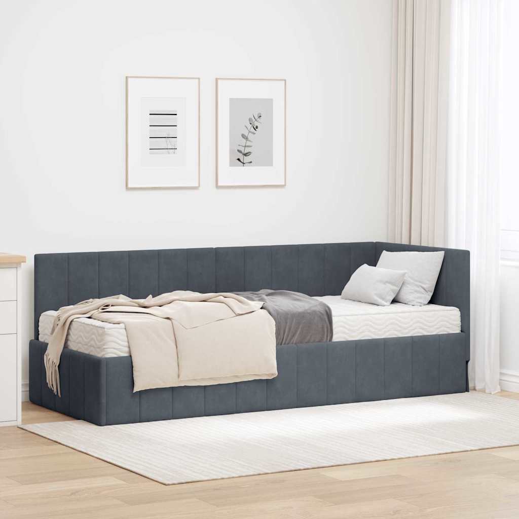 Struttura Letto Angolare con Materasso 2 pcs Grigio Velluto 3393839