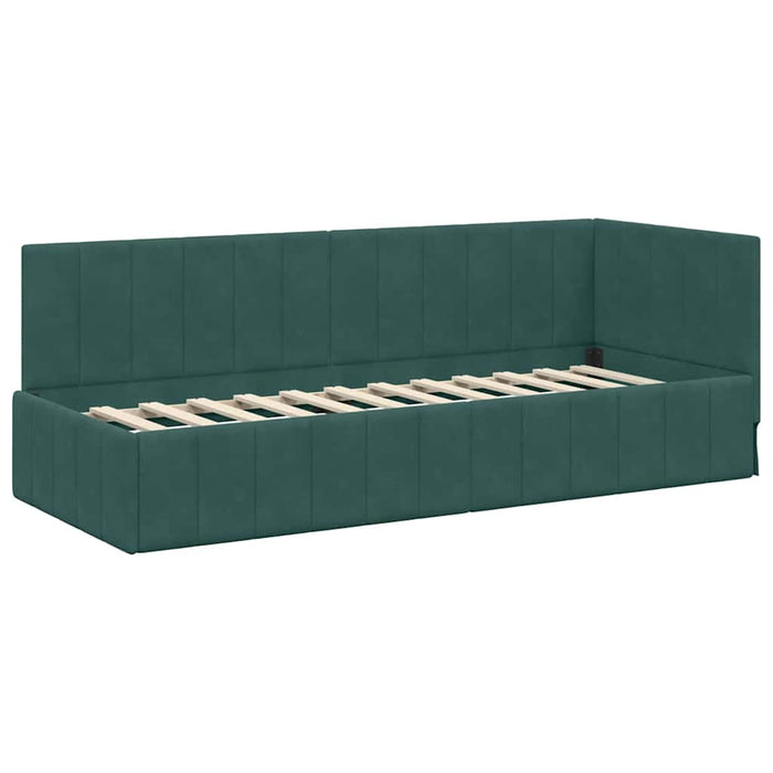 vidaXL Cornice del letto ad angolo Verde scuro 80 x 200 cm Velluto