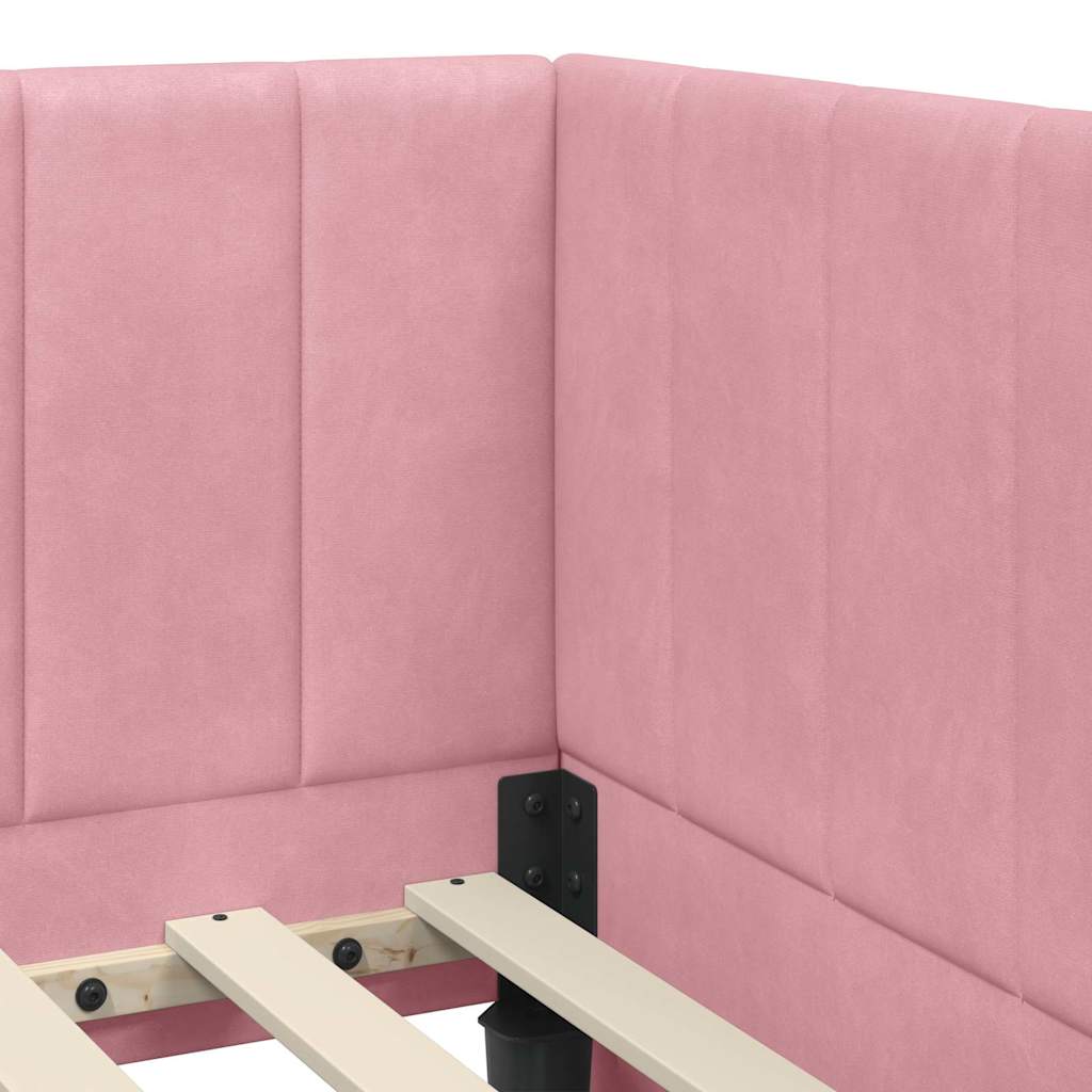 vidaXL Cornice del letto ad angolo Rosa 80 x 200 cm Velluto