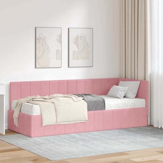 vidaXL Cornice del letto ad angolo Rosa 80 x 200 cm Velluto