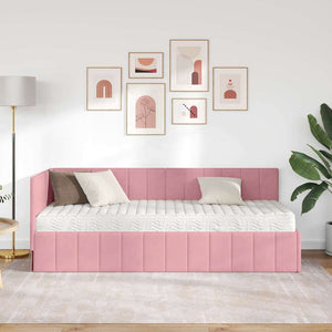 vidaXL Cornice del letto ad angolo Rosa 80 x 200 cm Velluto