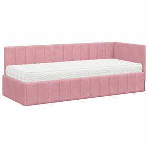 vidaXL Cornice del letto ad angolo Rosa 80 x 200 cm Velluto