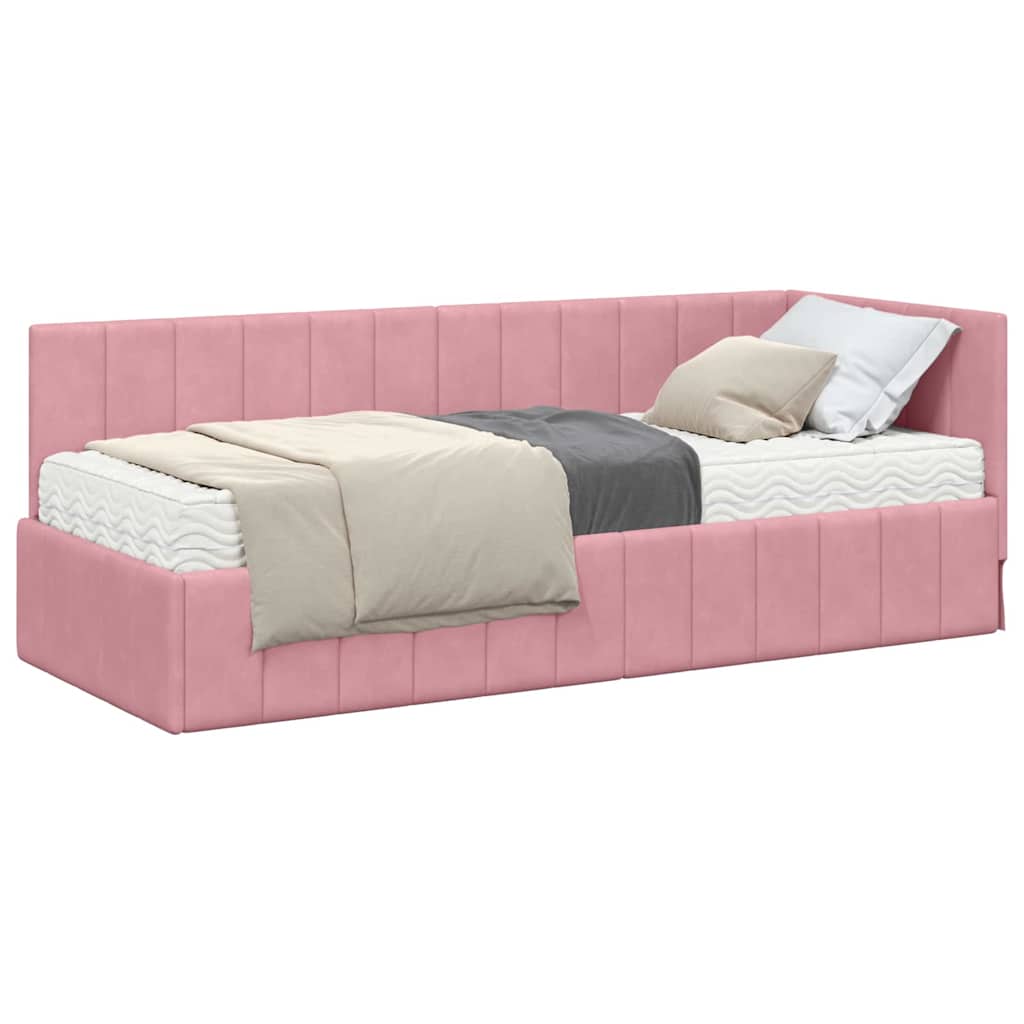 vidaXL Cornice del letto ad angolo Rosa 80 x 200 cm Velluto