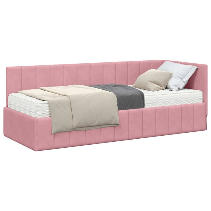 vidaXL Cornice del letto ad angolo Rosa 80 x 200 cm Velluto