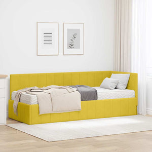 Struttura Letto Angolare con Materasso 2 pz-Giroletto con materasso Giallo Velluto 999358