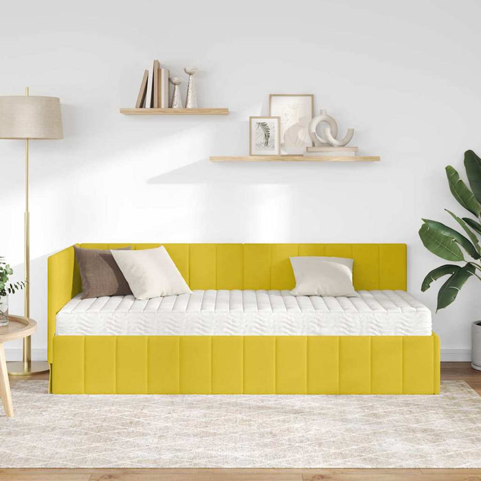 Struttura Letto Angolare con Materasso 2 pz-Giroletto con materasso Giallo Velluto 999358