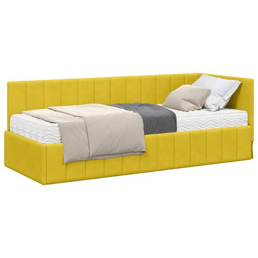 Struttura Letto Angolare con Materasso 2 pz-Giroletto con materasso Giallo Velluto 999358