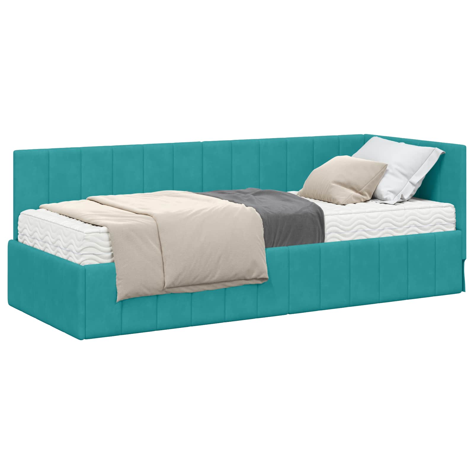Struttura Letto Angolare con Materasso 2 pcs Turchese Velluto 3393846