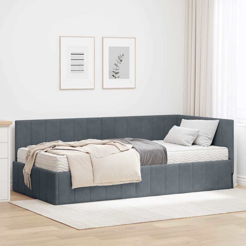 Struttura Letto Angolare con Materasso 2 pcs Grigio Velluto 3393849