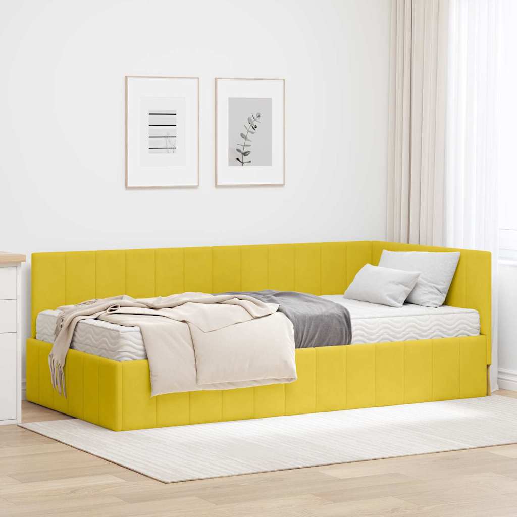 vidaXL Cornice del letto ad angolo Giallo 90 x 190 cm Velluto