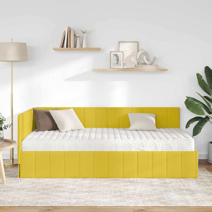 vidaXL Cornice del letto ad angolo Giallo 90 x 190 cm Velluto