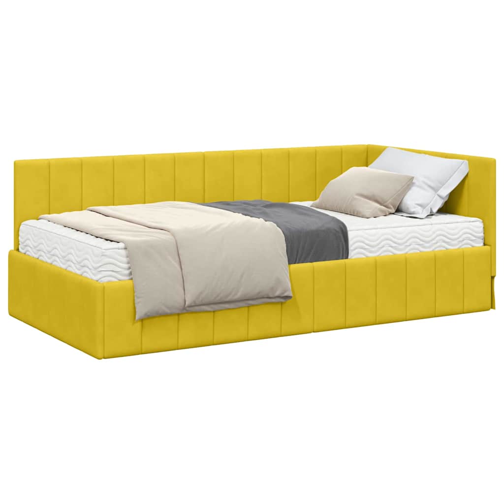 vidaXL Cornice del letto ad angolo Giallo 90 x 190 cm Velluto