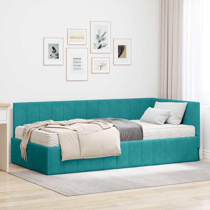Struttura Letto Angolare con Materasso 2 pcs Turchese Velluto 3393856