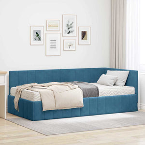 Struttura Letto Angolare con Materasso 2 pcs Blu Velluto 3393857