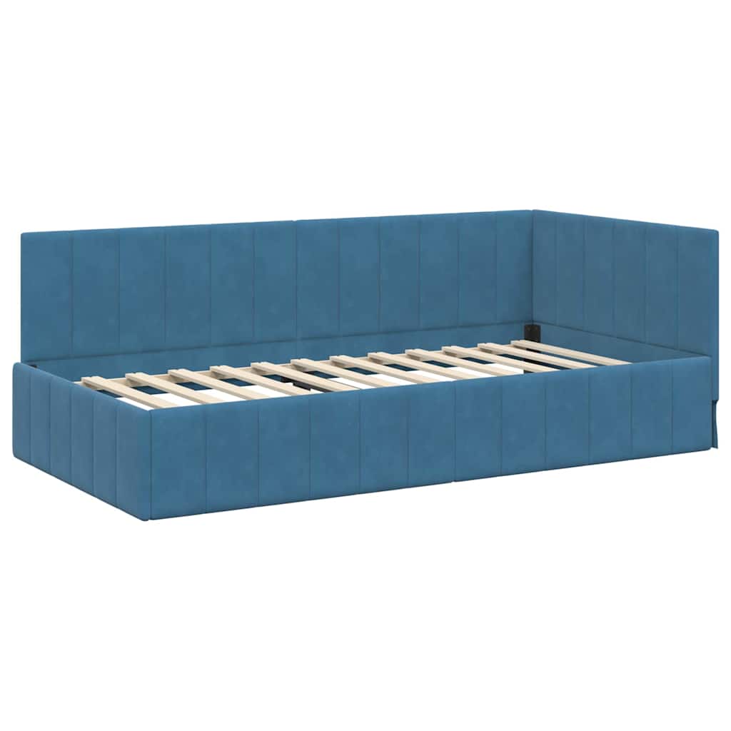 Struttura Letto Angolare con Materasso 2 pcs Blu Velluto 3393857