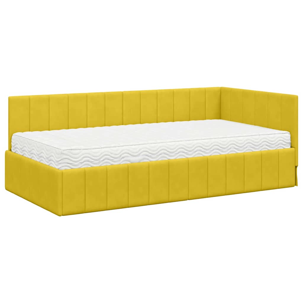 vidaXL Cornice del letto ad angolo Giallo 90 x 200 cm Velluto