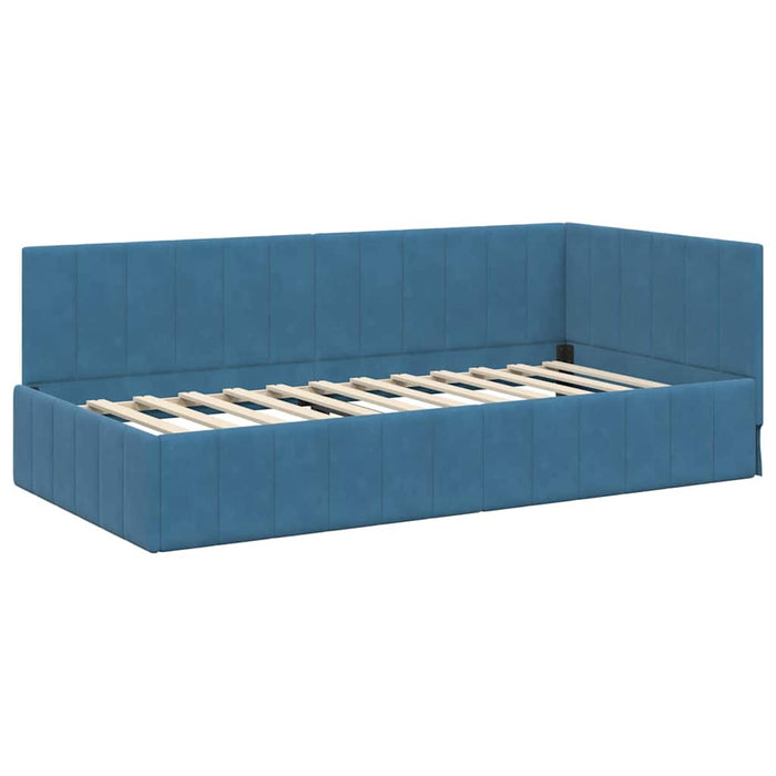 vidaXL Cornice del letto ad angolo Blu 100 x 200 cm Velluto