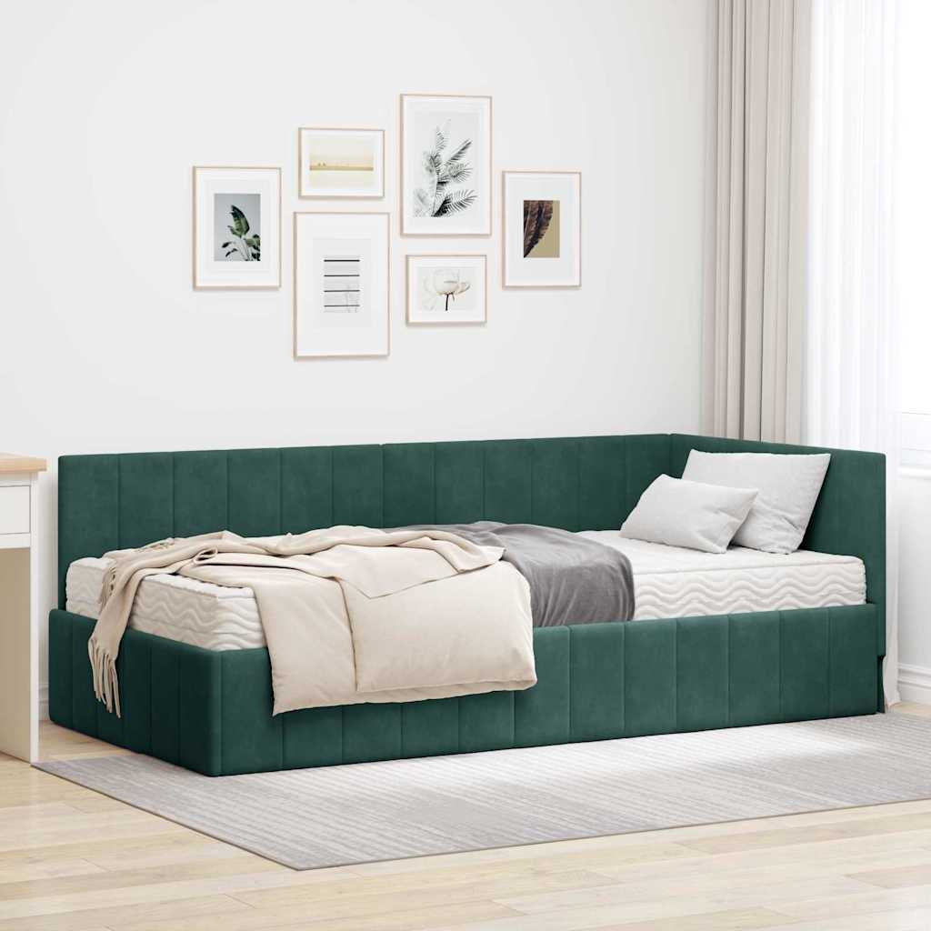 Struttura Letto Angolare con Materasso 2 pcs Verde Velluto 3393870