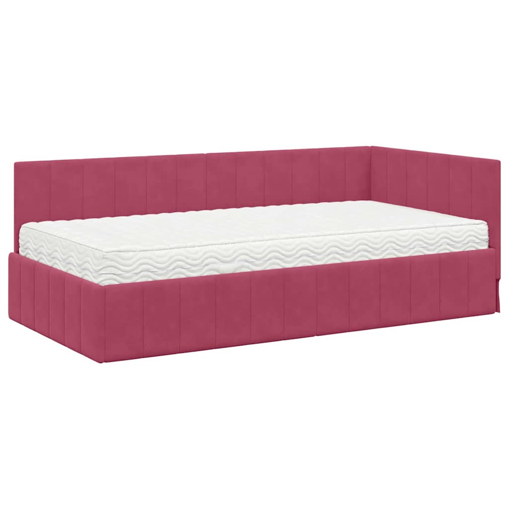 Struttura Letto Angolare con Materasso 2 pcs Verde Velluto 3393872