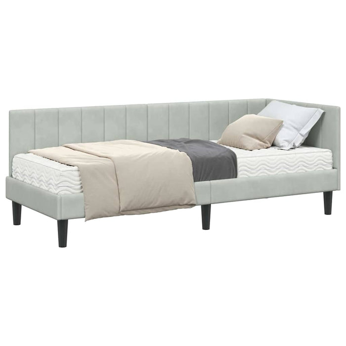 vidaXL Cornice del letto ad angolo Grigio chiaro 80 x 200 cm Velluto