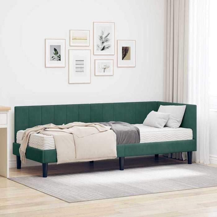 vidaXL Cornice del letto ad angolo Verde scuro 80 x 200 cm Velluto