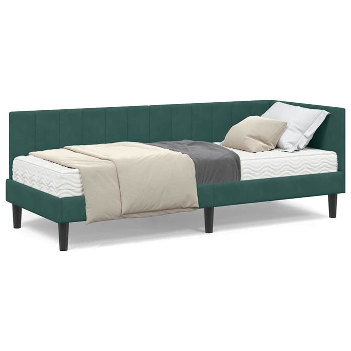 vidaXL Cornice del letto ad angolo Verde scuro 80 x 200 cm Velluto