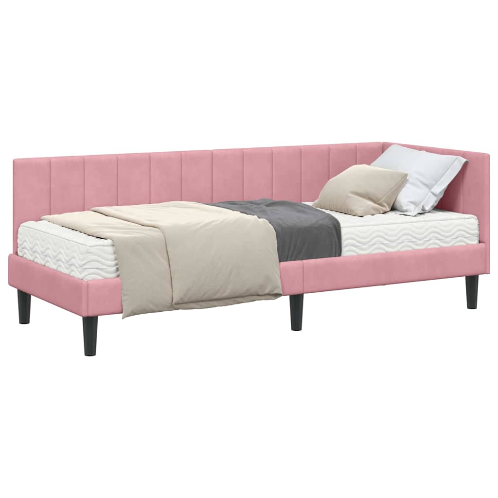 vidaXL Cornice del letto ad angolo Rosa 80 x 200 cm Velluto