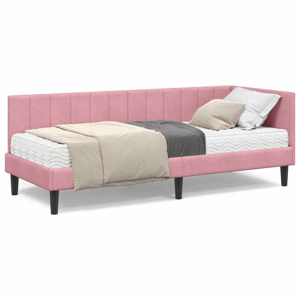vidaXL Cornice del letto ad angolo Rosa 80 x 200 cm Velluto