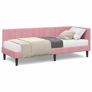vidaXL Cornice del letto ad angolo Rosa 80 x 200 cm Velluto