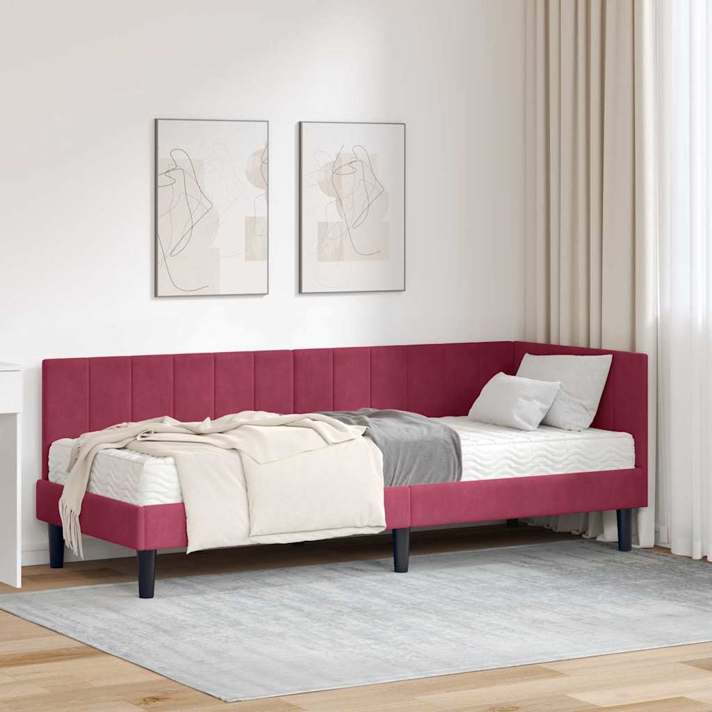 vidaXL Cornice del letto ad angolo Rosso vino 80 x 200 cm Velluto