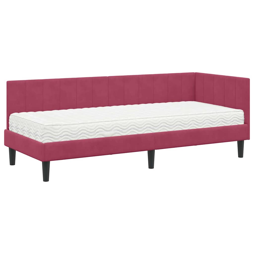 vidaXL Cornice del letto ad angolo Rosso vino 80 x 200 cm Velluto