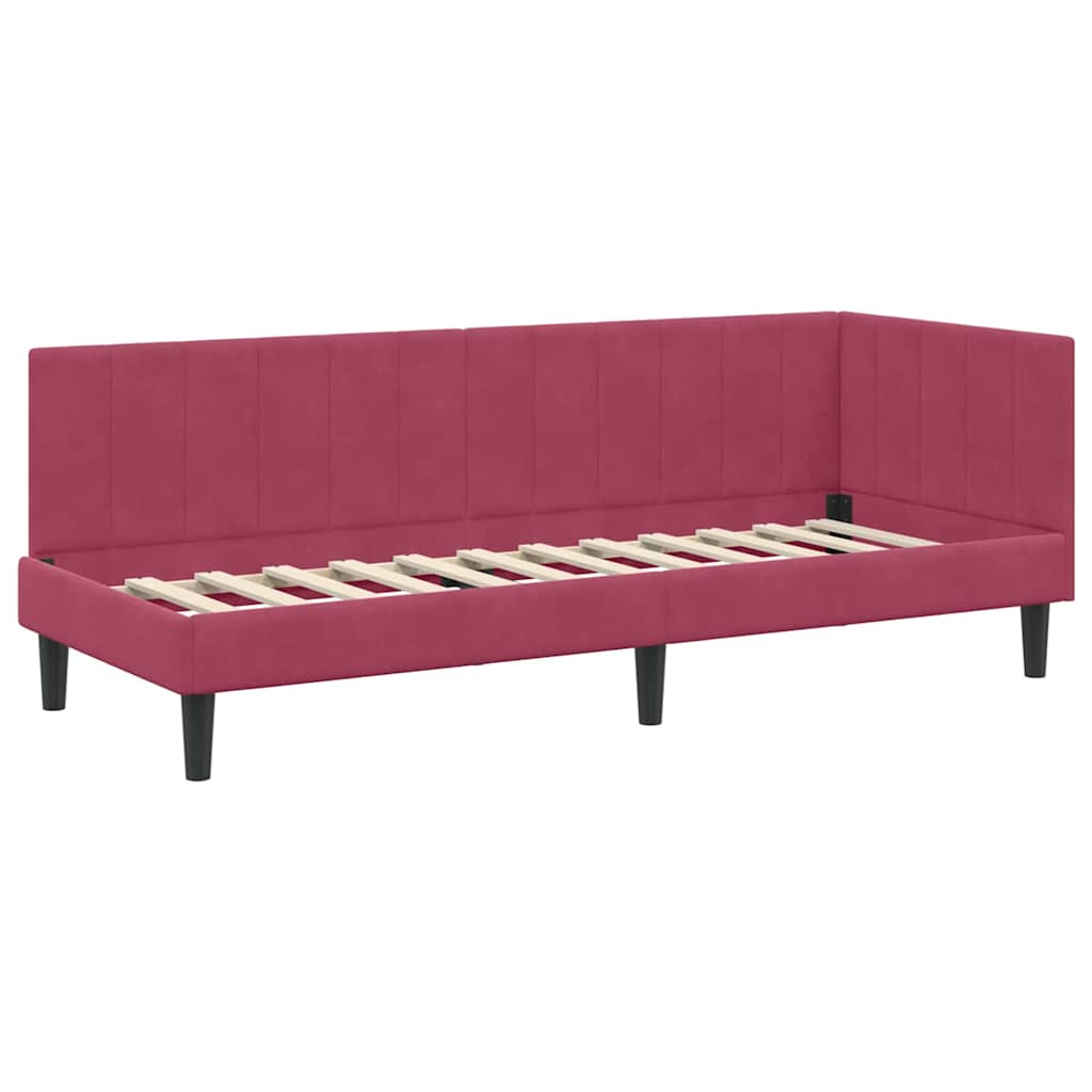 vidaXL Cornice del letto ad angolo Rosso vino 80 x 200 cm Velluto