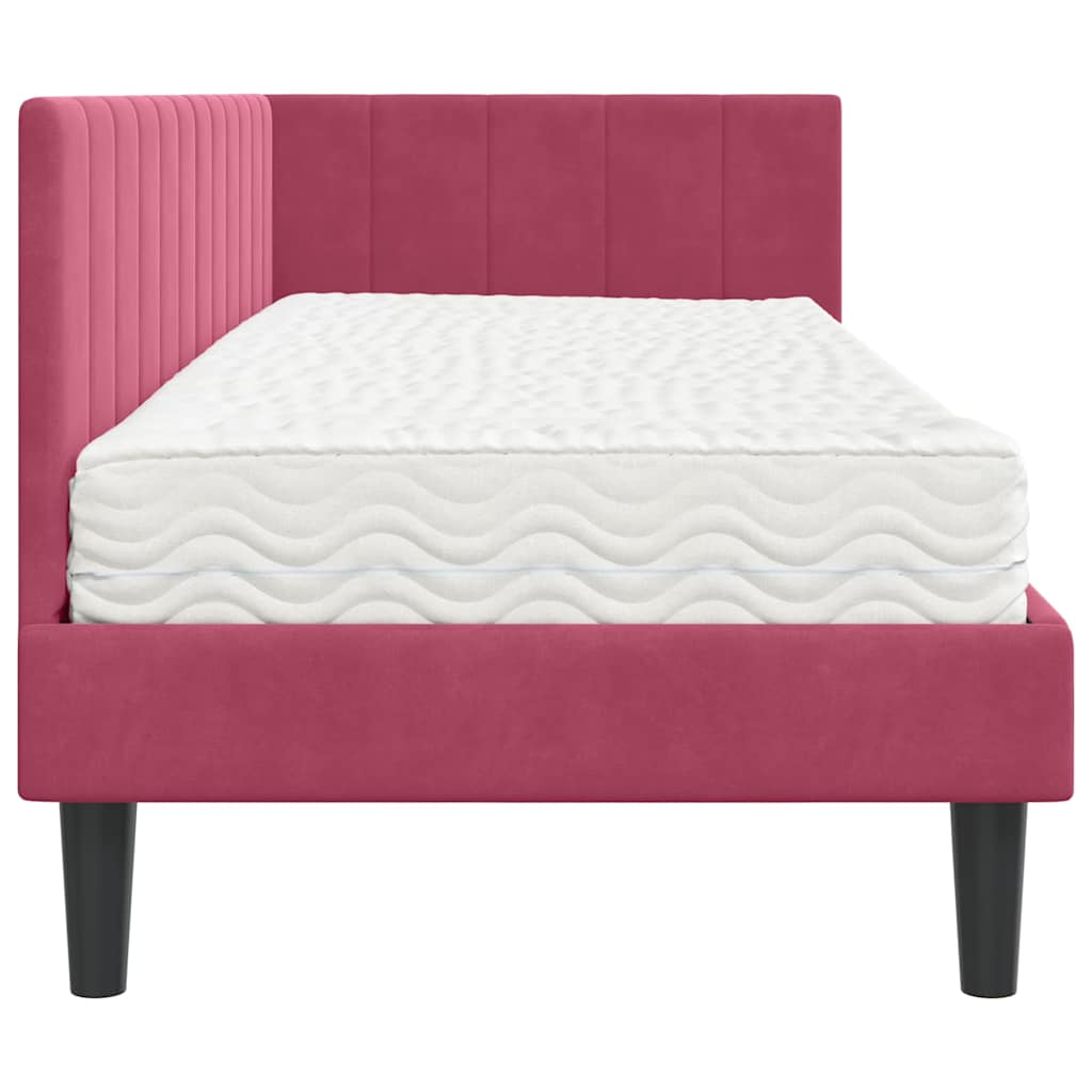 vidaXL Cornice del letto ad angolo Rosso vino 80 x 200 cm Velluto
