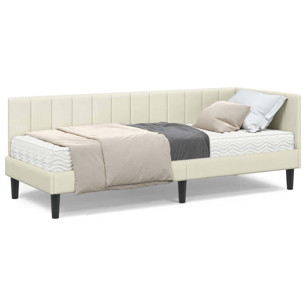 vidaXL Cornice del letto ad angolo Crema 80 x 200 cm Velluto