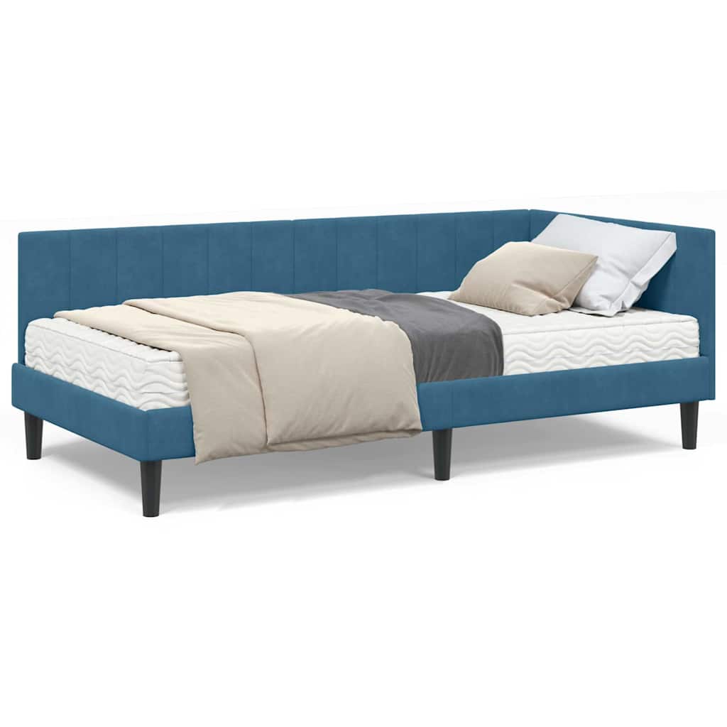 vidaXL Cornice del letto ad angolo Blu 90 x 190 cm Velluto