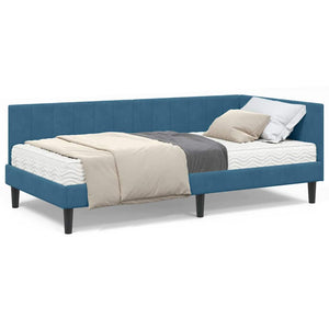 vidaXL Cornice del letto ad angolo Blu 90 x 190 cm Velluto