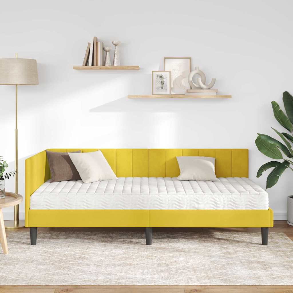 Struttura Letto Angolare con Materasso 2 pcs Giallo Velluto 3393894