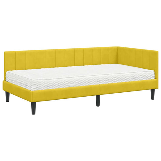 vidaXL Cornice del letto ad angolo Giallo 90 x 190 cm Velluto